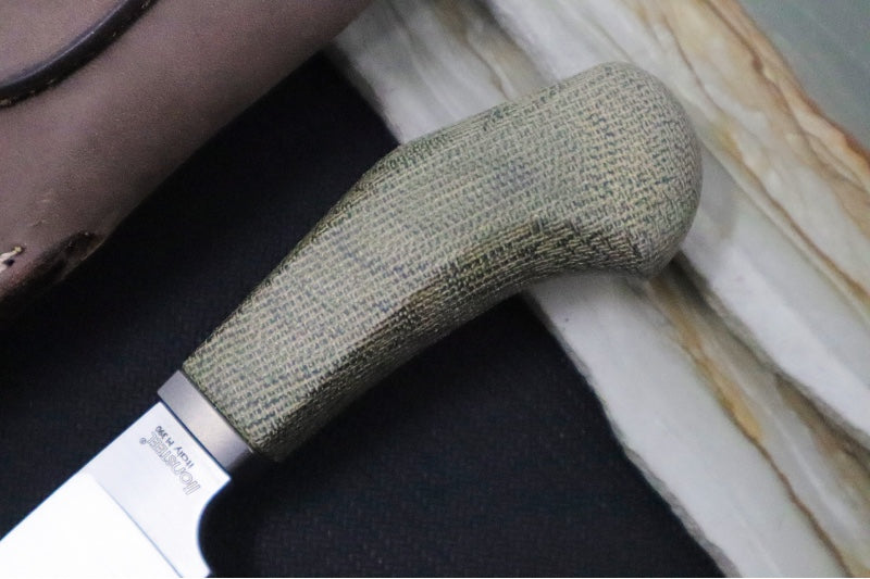 Lionsteel Willy Fixed Blade - Green Micarta Handle / M390 Steel / Leather Sheath WL1-CVG