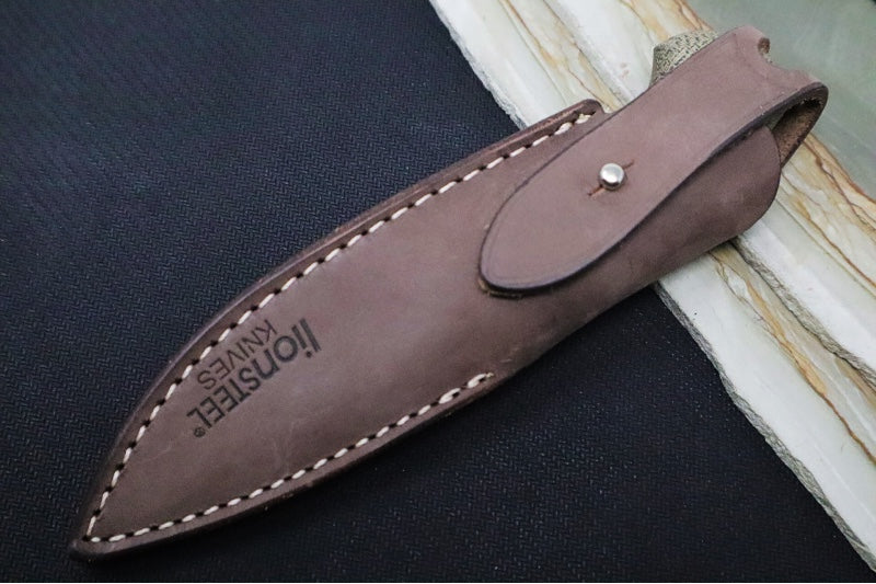 Lionsteel Willy Fixed Blade - Green Micarta Handle / M390 Steel / Leather Sheath WL1-CVG