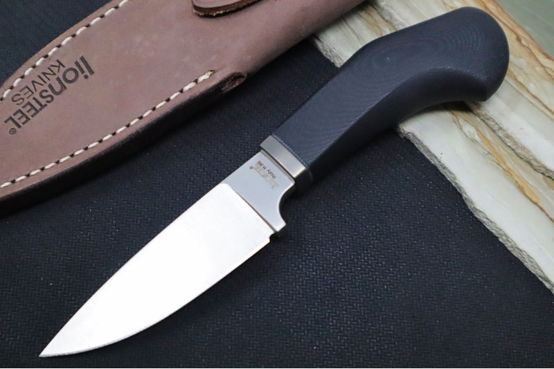 Lionsteel Willy Fixed Blade - Black G10 Handle / M390 Steel / Leather Sheath WL1-GBK - Northwest Knives
