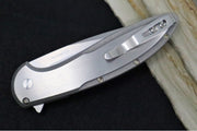 Pro Tech Cambria Flipper 2025 Custom 011 - Blasted & Tumbled Two Toned 17-4 Steel Handle with Abalone Inlay / CPM-Magnacut Steel / Stonewashed Finish / Abalone Button / Deep Carry Titanium Clip - Northwest Knives