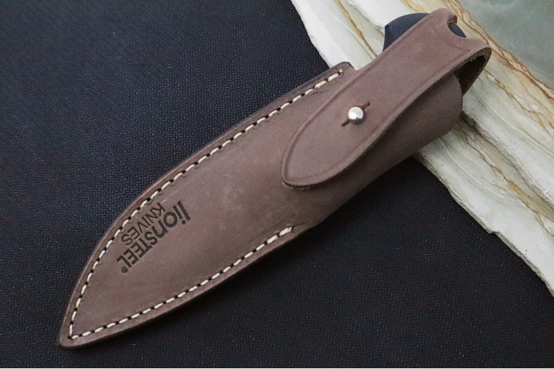 Lionsteel Willy Fixed Blade - Black G10 Handle / M390 Steel / Leather Sheath WL1-GBK