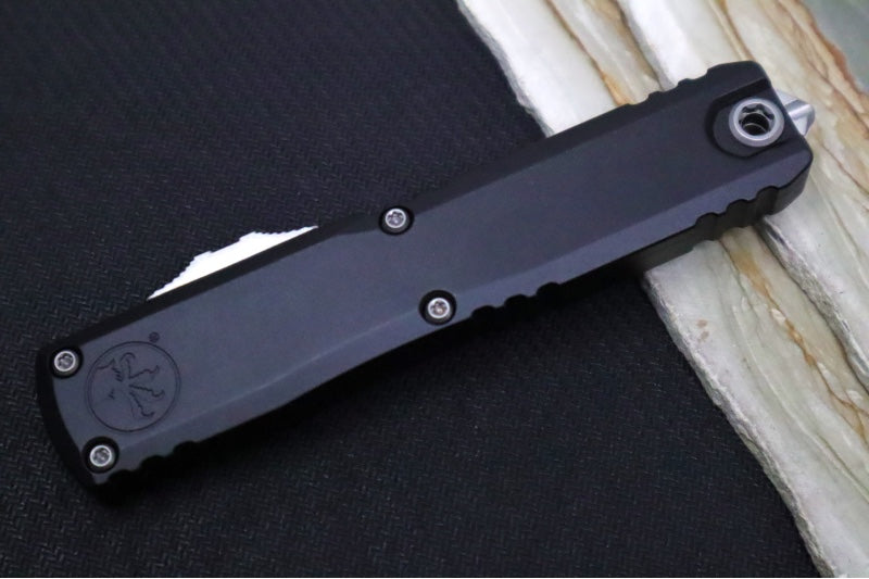 Microtech Ultratech Gen IV OTF - Stonewash Finish / Drop Point Blade / Black Anodized Aluminum Handle 11214-10