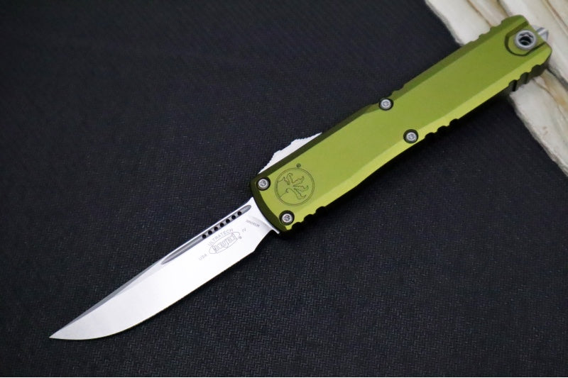 Microtech Ultratech Gen IV OTF - Stonewash Finish / Drop Point Blade / OD Green Anodized Aluminum Handle 11214-10OD