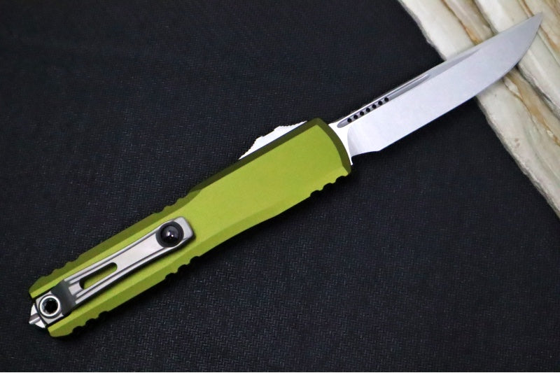 Microtech Ultratech Gen IV OTF - Stonewash Finish / Drop Point Blade / OD Green Anodized Aluminum Handle 11214-10OD