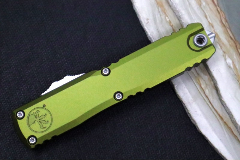 Microtech Ultratech Gen IV OTF - Stonewash Finish / Drop Point Blade / OD Green Anodized Aluminum Handle 11214-10OD