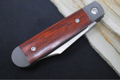 Jack Wolf Knives Little Bro Jack Slip Joint - Rosewood Inlay / Bead Blasted Titanium Bolsters / CPM-S90V Steel