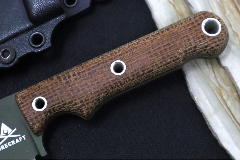 White River Knives 5" Firecraft Custom- OD Green Cerakote Finish / CPM-3V Steel / Brown Burlap Micarta Handle / Black Kydex Sheath - Northwest Knives
