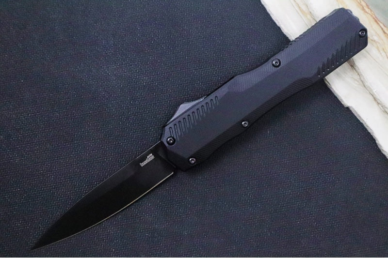 Kershaw 9000BLK Livewire OTF - Black Anodized Aluminum Handle / CPM-Magnacut / Spearpoint Blade / Black Finish - Northwest Knives
