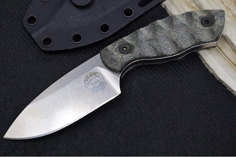 White River Knives GTI 3 - Drop Point Blade / Stonewash Finish / Grooved Contoured Micarta Handle WRGTI3-LBO