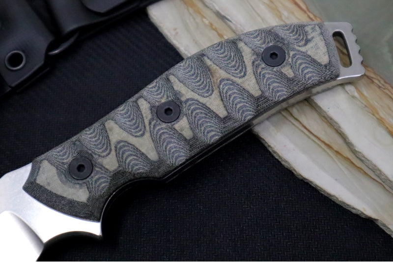 White River Knives GTI 4.5 - Drop Point Blade / Stonewash Finish / Grooved Contoured Micarta Handle WRGTI45-LBO