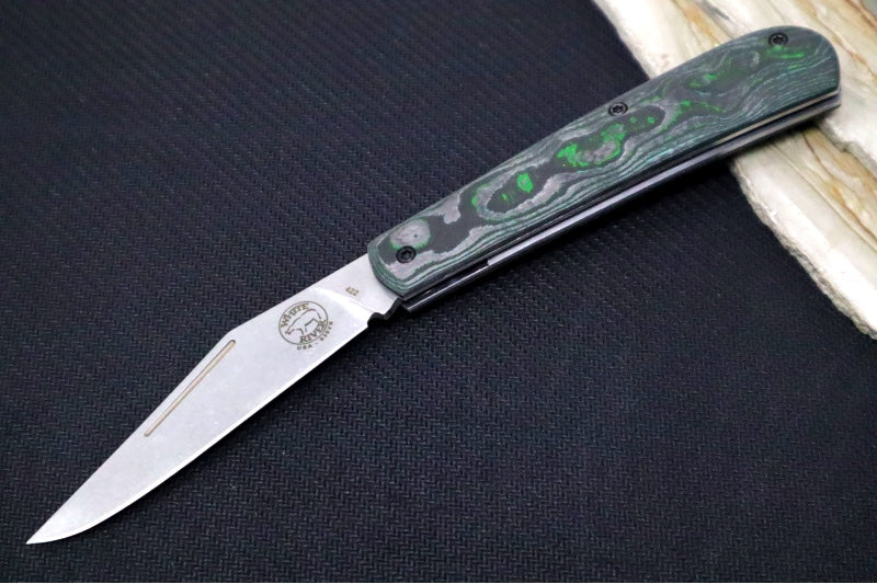 White River Knives Trailhead Trapper Slipjoint Custom - Black Carbon Fiber Burl Handle / Trapper Blade / CPM-S35VN Steel