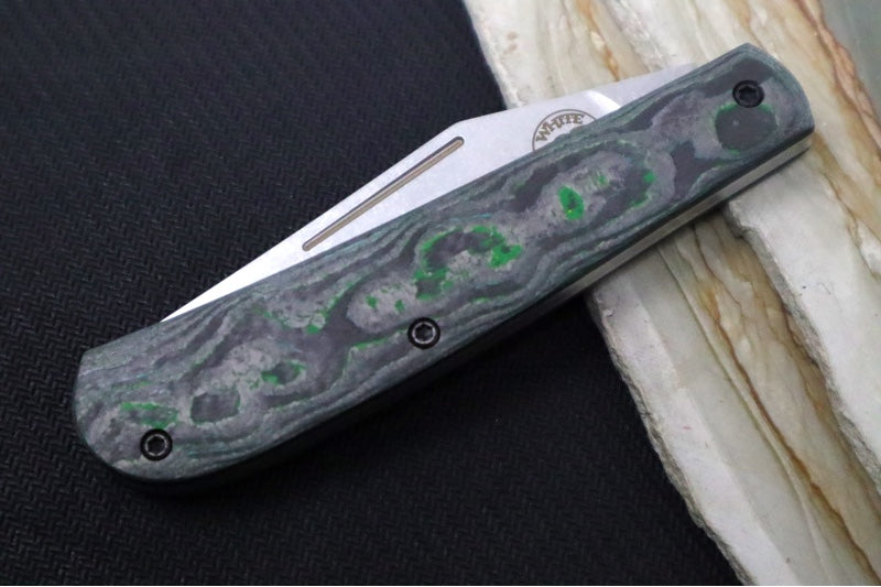 White River Knives Trailhead Trapper Slipjoint Custom - Black Carbon Fiber Burl Handle / Trapper Blade / CPM-S35VN Steel