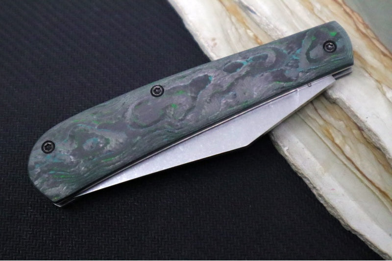 White River Knives Trailhead Trapper Slipjoint Custom - Black Carbon Fiber Burl Handle / Trapper Blade / CPM-S35VN Steel