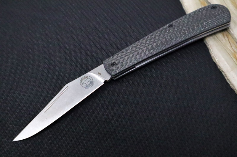 White River Knives Trailhead Trapper Slipjoint Custom - Black Carbon Fiber Handle / Trapper Blade / CPM-S35VN Steel