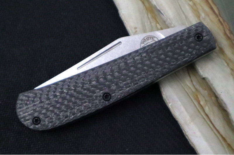 White River Knives Trailhead Trapper Slipjoint Custom - Black Carbon Fiber Handle / Trapper Blade / CPM-S35VN Steel - Northwest Knives