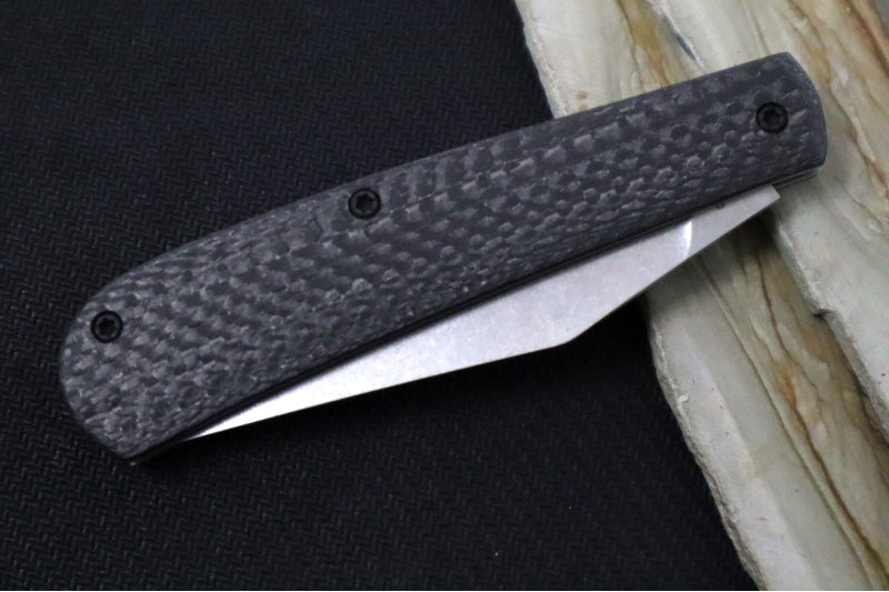 White River Knives Trailhead Trapper Slipjoint Custom - Black Carbon Fiber Handle / Trapper Blade / CPM-S35VN Steel - Northwest Knives