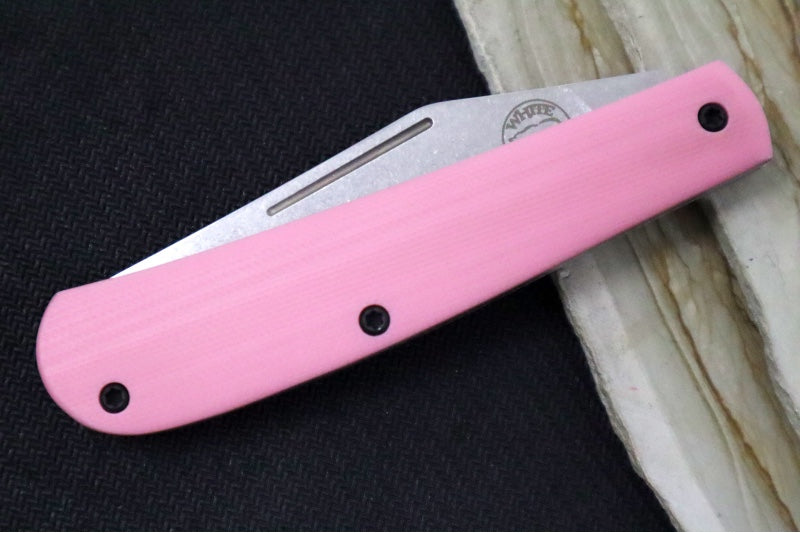 White River Knives Trailhead Trapper Slipjoint Custom - Pink G-10 Handle / Trapper Blade / CPM-S35VN Steel