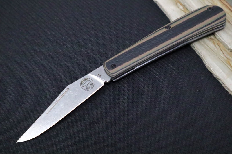 White River Knives Trailhead Trapper Slipjoint Custom - Camo Black and Tan G-10 Handle / Trapper Blade / CPM-S35VN Steel - Northwest Knives