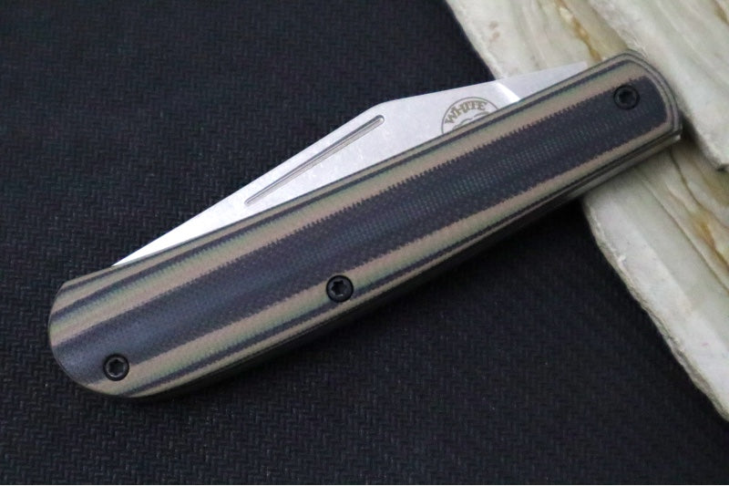 White River Knives Trailhead Trapper Slipjoint Custom - Camo Black and Tan G-10 Handle / Trapper Blade / CPM-S35VN Steel - Northwest Knives