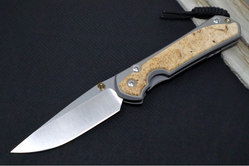 Chris Reeve Large Sebenza 31 - Polished Drop Point Blade / Box Elder Inlay / CPM-Magnacut L31-1628 (A4) - Northwest Knives