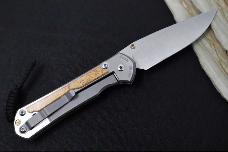 Chris Reeve Large Sebenza 31 - Polished Drop Point Blade / Box Elder Inlay / CPM-Magnacut L31-1628 (A4) - Northwest Knives