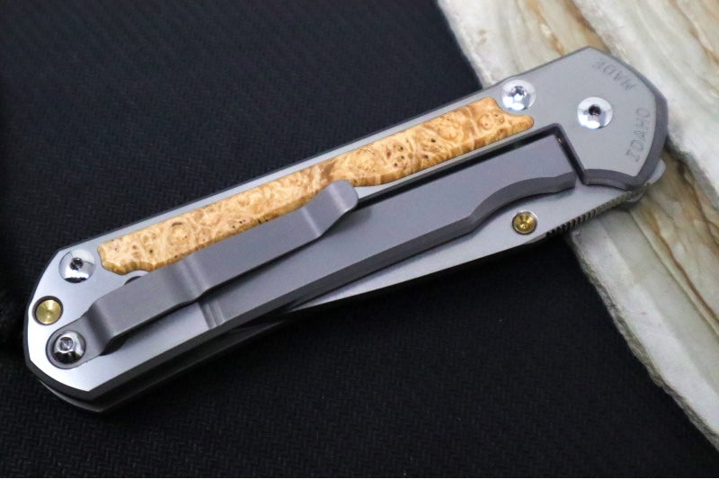 Chris Reeve Large Sebenza 31 - Polished Drop Point Blade / Box Elder Inlay / CPM-Magnacut L31-1628 (A4) - Northwest Knives