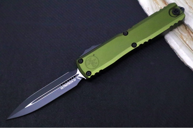 Microtech Ultratech Gen IV OTF - Black Finish / Dagger Blade / OD Green Anodized Aluminum Handle 11224-1OD