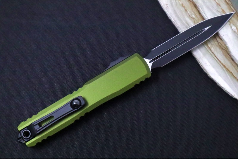 Microtech Ultratech Gen IV OTF - Black Finish / Dagger Blade / OD Green Anodized Aluminum Handle 11224-1OD