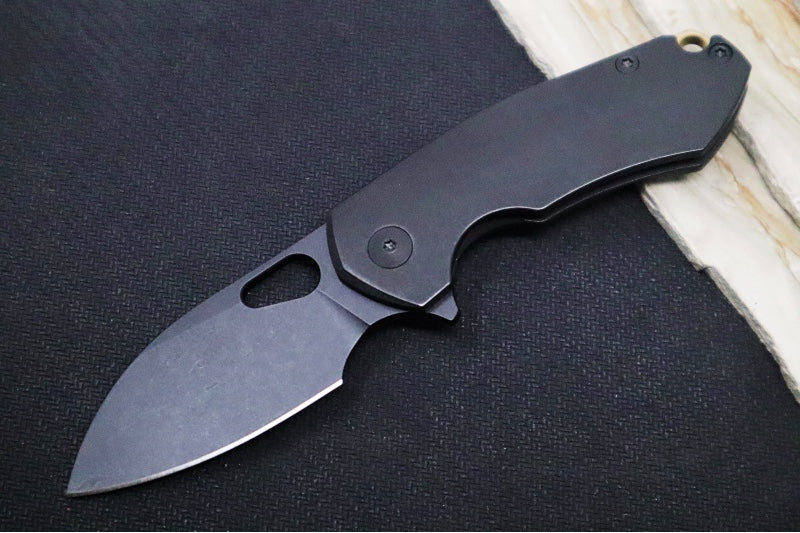 GiantMouse RIV Flipper - M390 Steel / Drop Point Blade / Black Titanium Handle RIV-TI-BLACKOUT