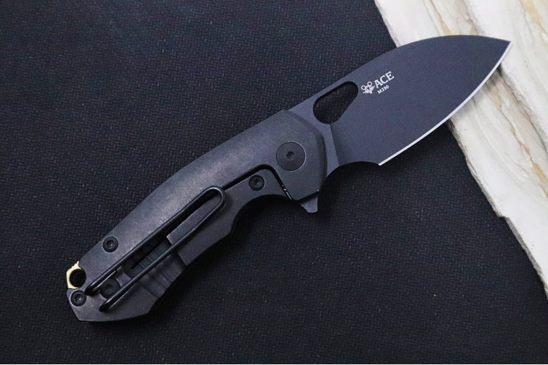 GiantMouse RIV Flipper - M390 Steel / Drop Point Blade / Black Titanium Handle RIV-TI-BLACKOUT