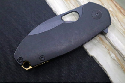 GiantMouse RIV Flipper - M390 Steel / Drop Point Blade / Black Titanium Handle RIV-TI-BLACKOUT