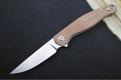 GiantMouse Sonoma V2 Flipper - Elmax Steel / Drop Point Blade / Natural Micarta Handle SONOMA-V2-NAT-MICARTA