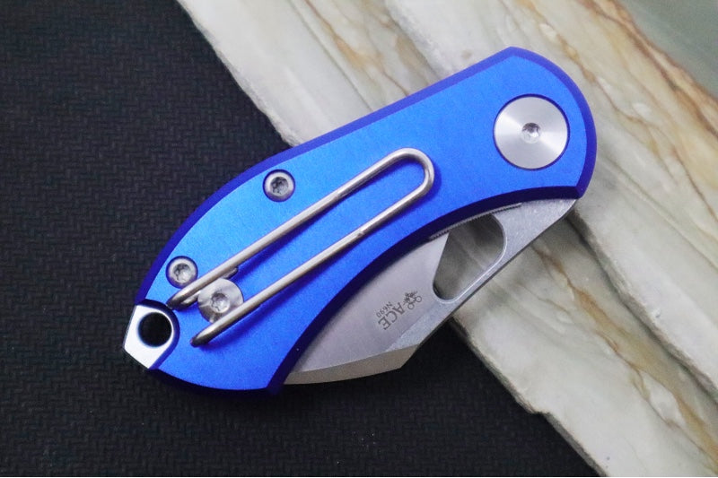 GiantMouse Nibbler Folder - Bohler N690 Steel / Wharncliffe Blade / Blue Anodized Aluminum Handle NIBBLER-ALU-BLUE