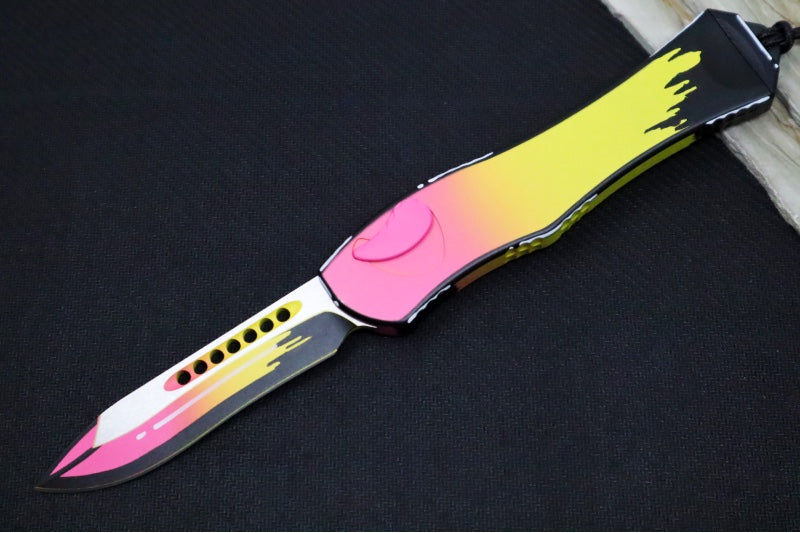 Heretic Knives Hydra Cel Shade "Pink Lemonade" Single Action OTF - Painted Recurve Blade / CPM-Magnacut Steel / "Pink Lemonade" Painted Aluminum Handle H408-CS-PL - Northwest Knives