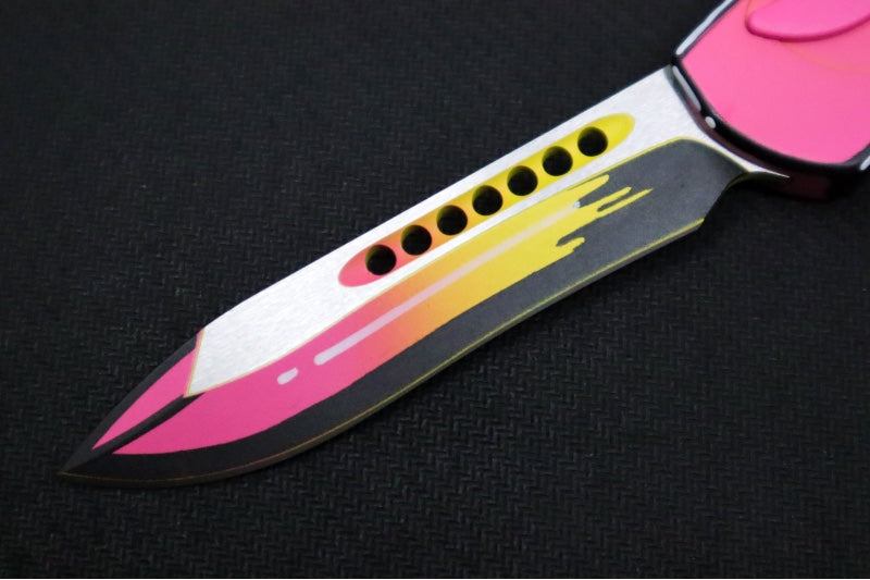 Heretic Knives Hydra Cel Shade "Pink Lemonade" Single Action OTF - Painted Recurve Blade / CPM-Magnacut Steel / "Pink Lemonade" Painted Aluminum Handle H408-CS-PL