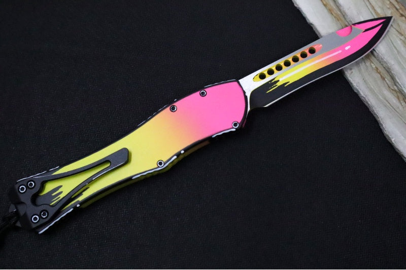Heretic Knives Hydra Cel Shade "Pink Lemonade" Single Action OTF - Painted Recurve Blade / CPM-Magnacut Steel / "Pink Lemonade" Painted Aluminum Handle H408-CS-PL