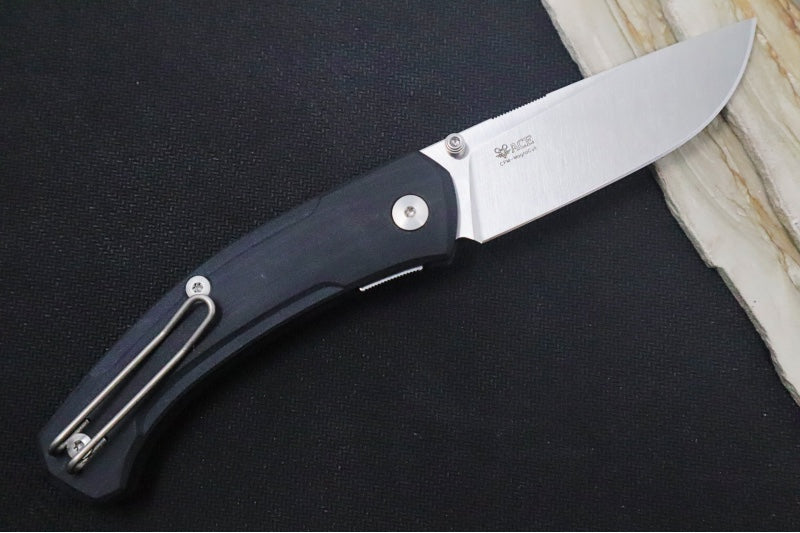 GiantMouse Iona Folder - CPM-Magnacut Steel / Drop Point Blade / Black Canvas Micarta Handle IONA-V2-BLACK-LINEN