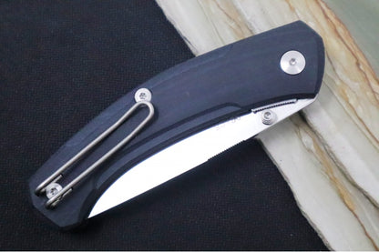 GiantMouse Iona Folder - CPM-Magnacut Steel / Drop Point Blade / Black Canvas Micarta Handle IONA-V2-BLACK-LINEN