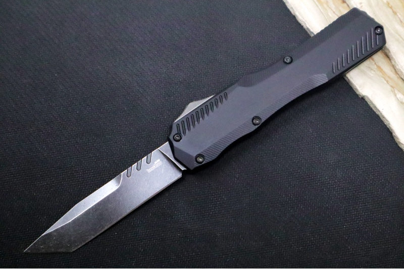 Kershaw 9000T Livewire OTF - Black Anodized Aluminum Handle / CPM-Magnacut / Tanto Blade / Black Oxide Finish - Northwest Knives