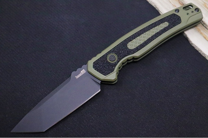 Kershaw 7105OLBLK Launch 16 Auto - CPM-M4 Steel / Black Tanto Blade / OD Green Aluminum Handle with Trac-Tek Insert - Northwest Knives
