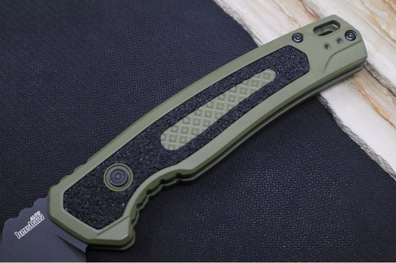 Kershaw 7105OLBLK Launch 16 Auto - CPM-M4 Steel / Black Tanto Blade / OD Green Aluminum Handle with Trac-Tek Insert - Northwest Knives