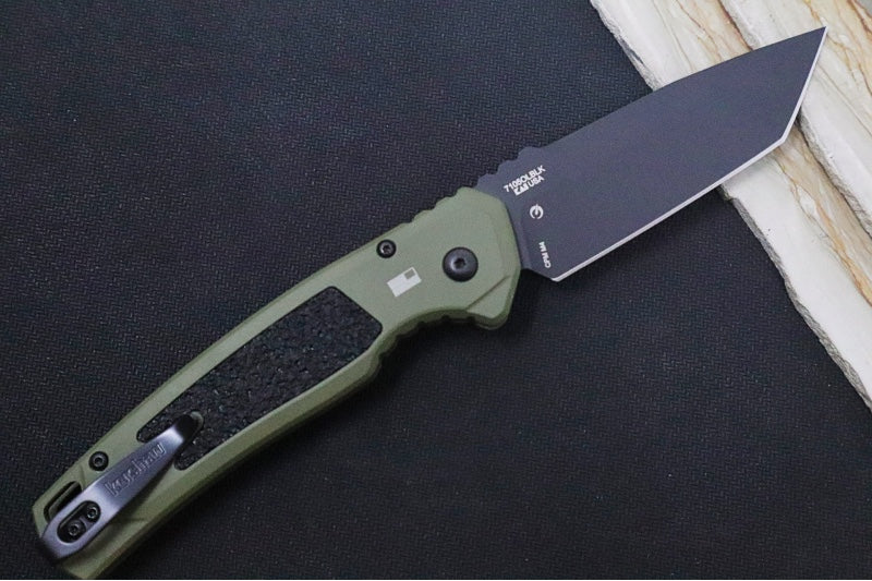 Kershaw 7105OLBLK Launch 16 Auto - CPM-M4 Steel / Black Tanto Blade / OD Green Aluminum Handle with Trac-Tek Insert - Northwest Knives