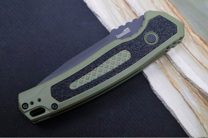 Kershaw 7105OLBLK Launch 16 Auto - CPM-M4 Steel / Black Tanto Blade / OD Green Aluminum Handle with Trac-Tek Insert - Northwest Knives