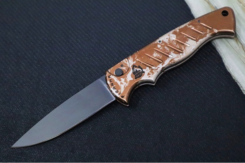 Piranha Knives "Pocket" - CPM-154CM Steel / Camo Aluminum Handle / Black Blade - Northwest Knives
