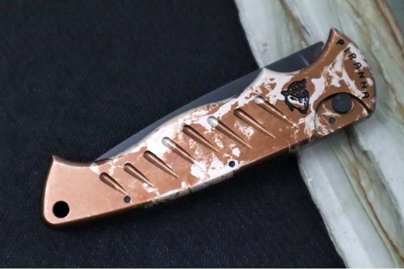 Piranha Knives "Pocket" - CPM-154CM Steel / Camo Aluminum Handle / Black Blade - Northwest Knives