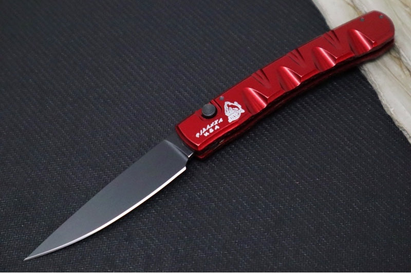 Piranha Knives "Virus" - Black Blade / CPM-S30V / Red Anodized Aluminum Handle