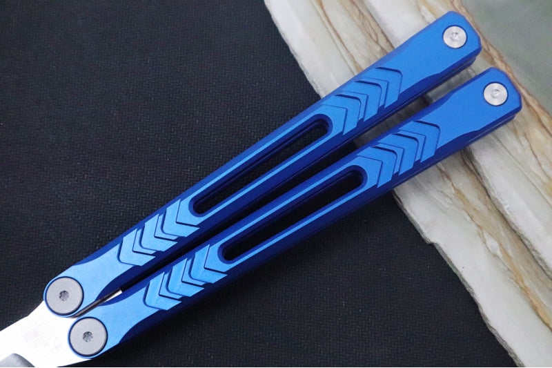 Revo Nexus Balisong - Weehawk Blade / 154CM Steel / Blue Anodized Aluminum Handle REVNXSSABL - Northwest Knives