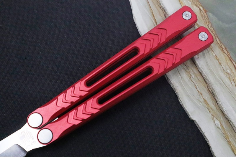 Revo Nexus Balisong - Weehawk Blade / 154CM Steel / Red Anodized Aluminum Handle REVNXSSARD - Northwest Knives