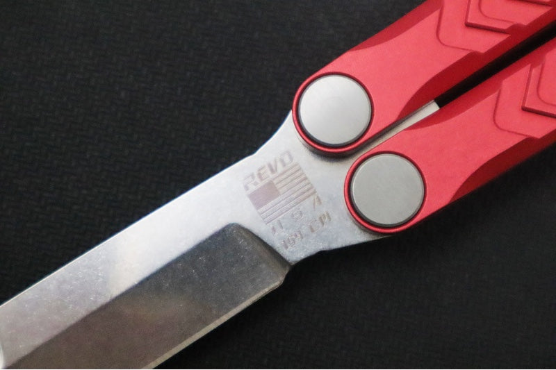 Revo Nexus Balisong - Weehawk Blade / 154CM Steel / Red Anodized Aluminum Handle REVNXSSARD