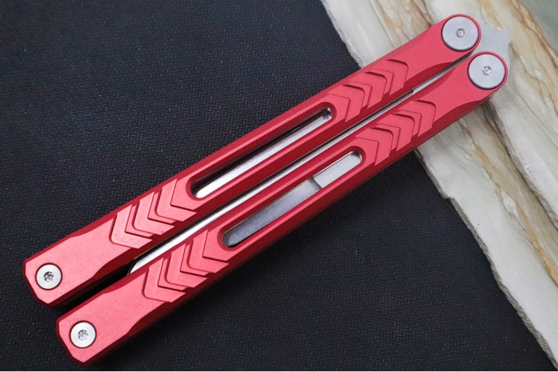 Revo Nexus Balisong - Weehawk Blade / 154CM Steel / Red Anodized Aluminum Handle REVNXSSARD